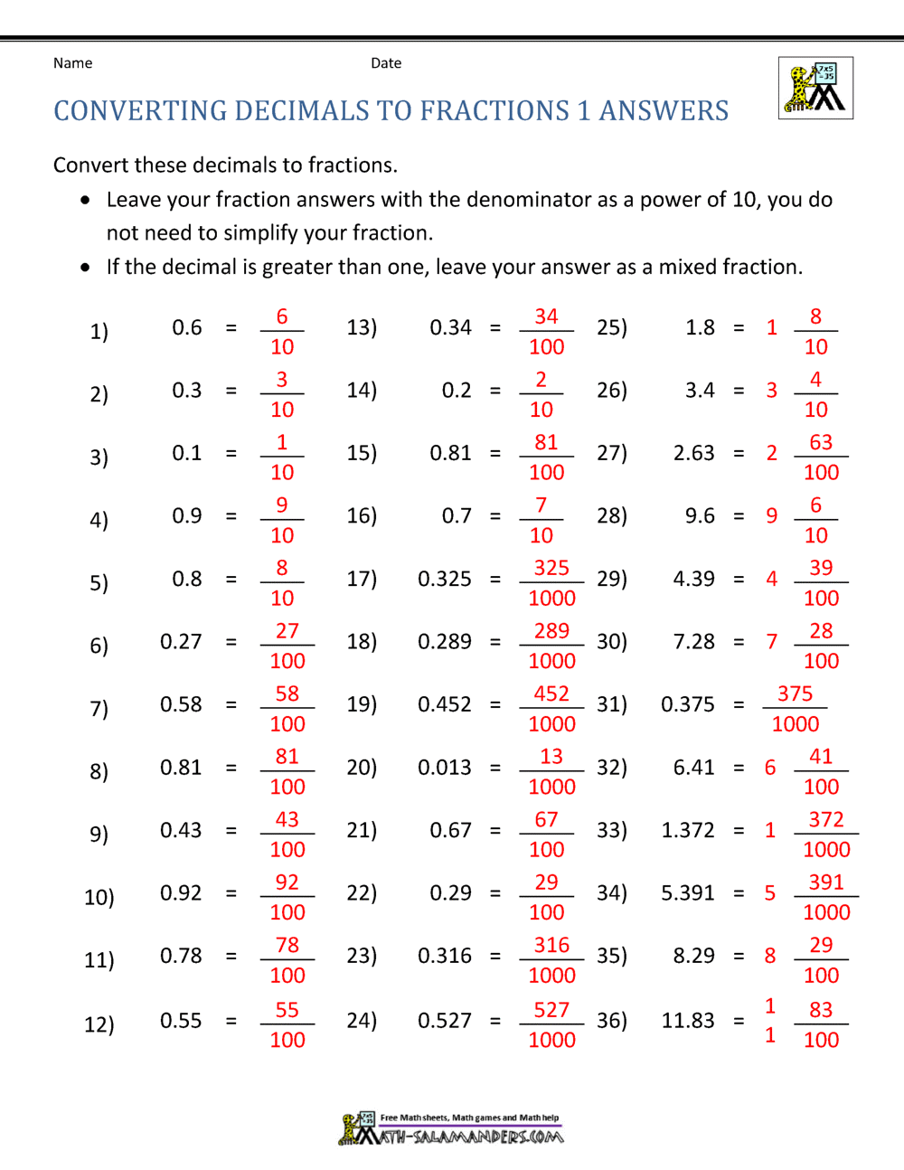 Conversion Of Fraction Into Decimal Youtube