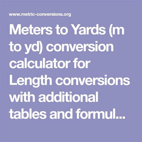 Convert Meters To Yards Quick And Easy M To Yd Conversion Calculator