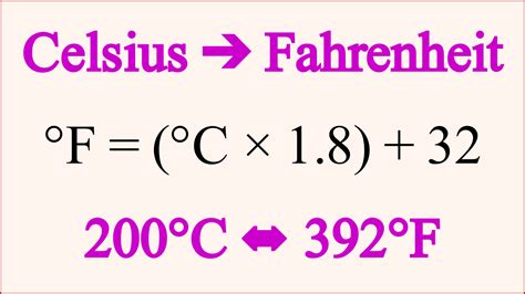 Converting 200 Celsius To Fahrenheit
