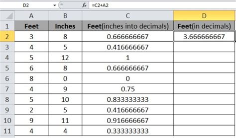 Converting Decimal Feet To Feet And Inches Excel How To Con