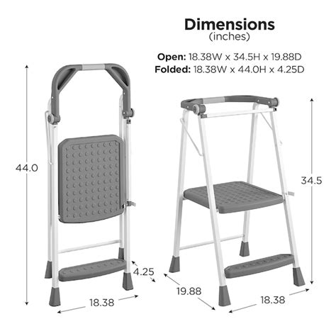 Cosco 2 Step 225 Lb Capacity Gray Steel Foldable Step Stool In The Step Stools Department At Lowes Com