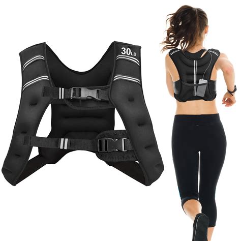 Costway 30 Lbs Adjustable Weighted Vest Black Neoprene Material Fitness Training Reflective Straps Walmart Com