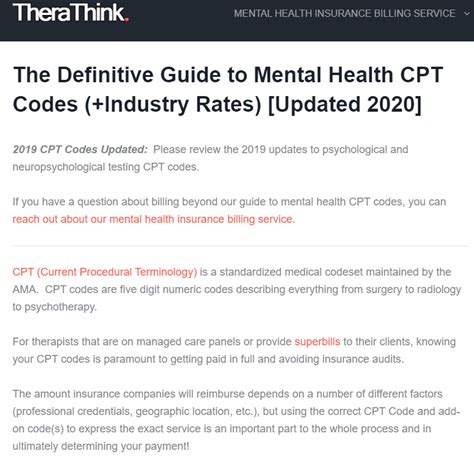 Cpt Codes For Mental Health