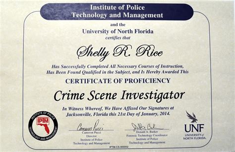 Crime Scene Technician Certificate Florida Prntbl Crime Scene Technician Certificate Florida Prntbl