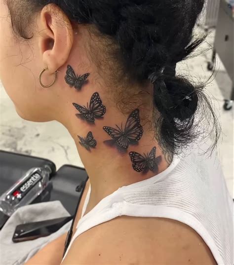 Cross Neck Tattoos Butterfly