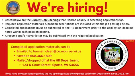 Current Job Openings Monroe County Wi Current Job Openings Monroe County Wi