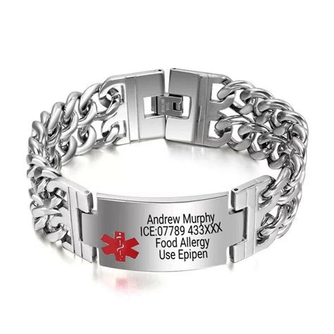Custom Medical Alert Id Bracelet With Engraving Stainless Steel Custom Medical Alert Id Bracelet With Engraving Stainless Steel