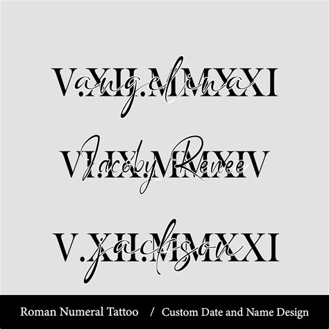 Custom Roman Numeral Tattoo Design Name Date Digital Download Etsy Finland
