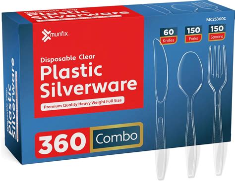 Cutlery Set 300 Count Heavy Duty Clear Plastic Silverware Disposable Plastic Utensils Set 100 Forks 100 Spoons 100 Knives Bpa Free Heat Resistant Durable Silverware Sets