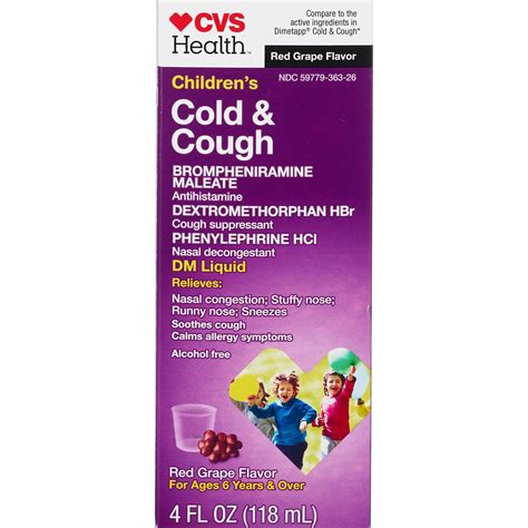 Cvs Health Children S Cold Cough Dm Elixir Liquid Red Grape Fsa