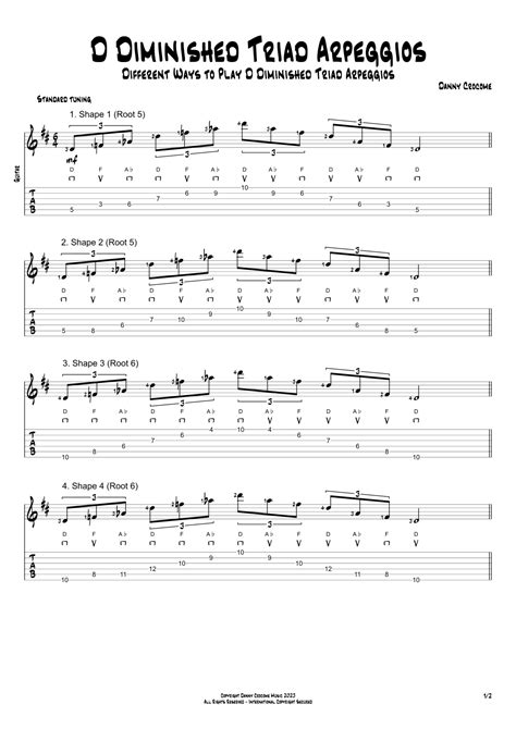 D Diminished Triad Arpeggios 5 Ways To Play Sheet Music