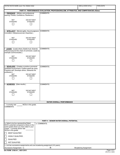 Da Form 2166 9 1 Fill Out Printable Pdf Forms Online