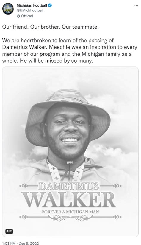 Dametrius Meechie Walker Michigan Football Inspiration Has Died