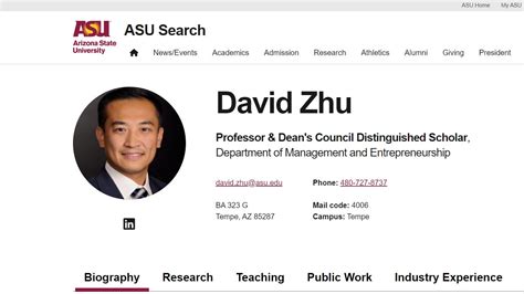 David Zhu ASU Expert Profile