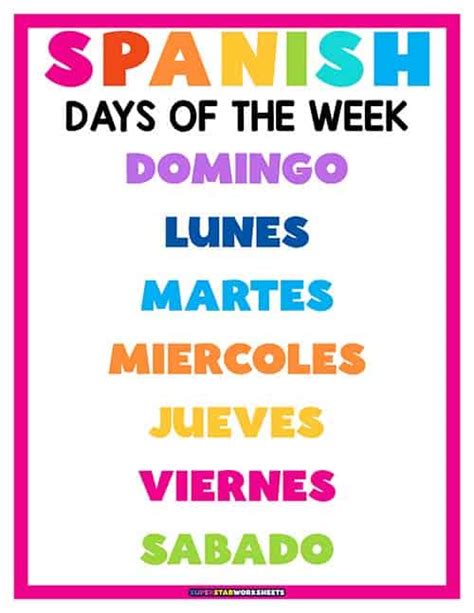 Days Of The Week In Spanish Spanish Days Of The Week Cards Days Of The Week In Spanish Spanish Days Of The Week Cards