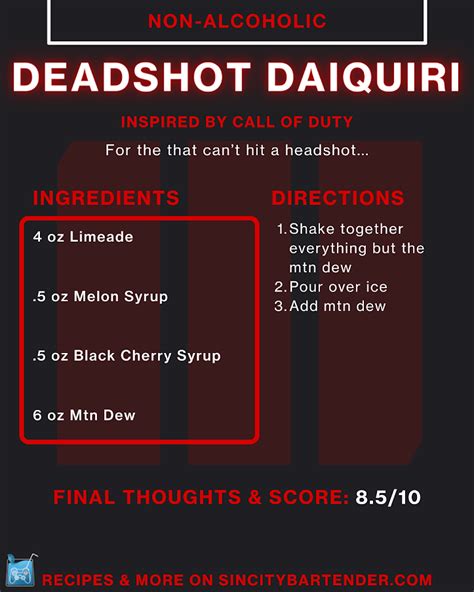 Deadshot Daiquiri Cocktail Amp Mocktail Inspired By Call Of Duty