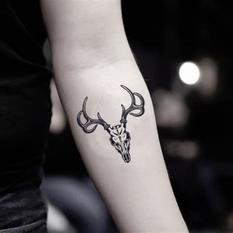Deer Skull Temporary Fake Tattoo Sticker Set Of 2 Etsy