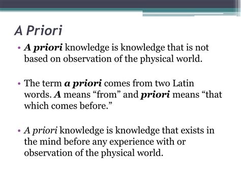 Define A Priori Meaning