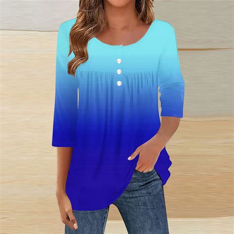 Delliss Women Amp 39 S Trendy V Neck Blouse Casual 3 4 Sleeves Top Purple S Delliss Women Amp 39 S Trendy V Neck Blouse Casual 3 4 Sleeves Top Purple S