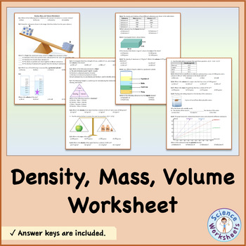 Density Mass And Volume Worksheet Printable And Distance Learning