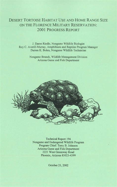 Desert Tortoise Habitat Use And Home Range Size On The Florence