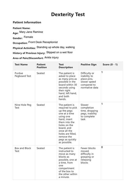 Dexterity Test Amp Example Free Pdf Download