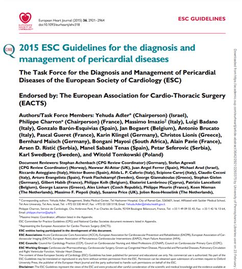 Diagnosis And Management Of Pericardial Diseases