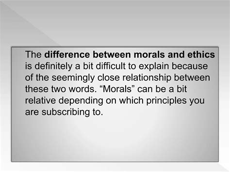 Difference Between Morals And Ethics Ppt