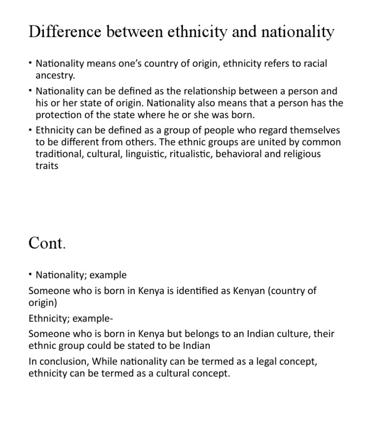Nationality vs Ethnicity Difference