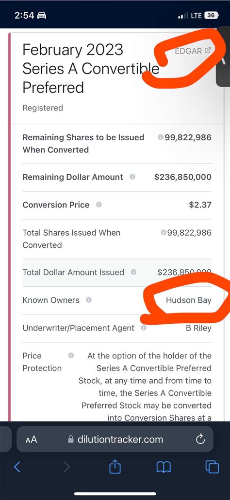 Dilution Tracker Stating Edgar For Source For Hudson Bay Sus R Bbby