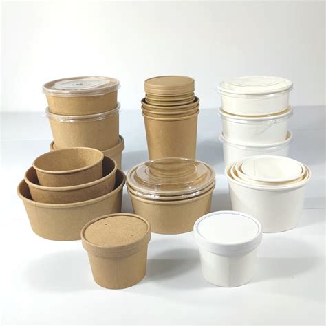 Disposable Bowls With Lids Kraft White Cardboard Bioleader Manufacturer