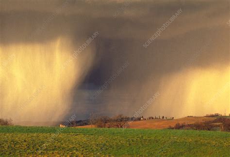 Distant View Of Rainfall Showers On A Field Stock Image E125 0021 Science Photo Library