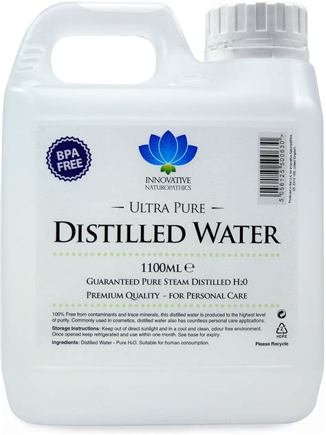 Distilled Water - 100% Pure Steam Distilled H2o - 1100Ml (1) : Amazon ...