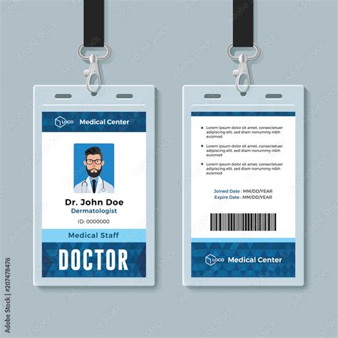 Doctor Id Card Template Medical Identity Badge Stock Illustration