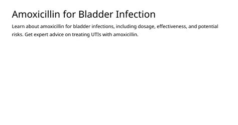 Does Amoxicillin Treat Bladder Infection