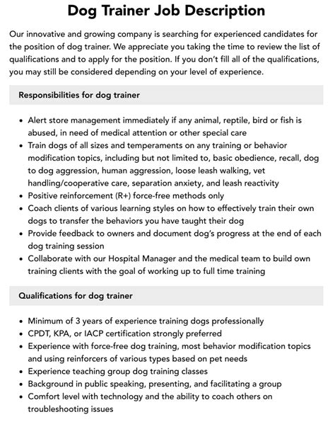 Dog Handler Job Description