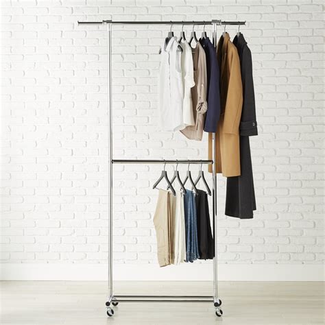 Double Hang Chrome Garment Rack The Container Store
