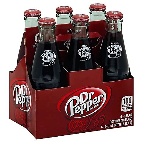 Dr Pepper Soda 8 Fl Oz Glass Bottles 6 Pack Randalls Dr Pepper Soda 8 Fl Oz Glass Bottles 6 Pack Randalls