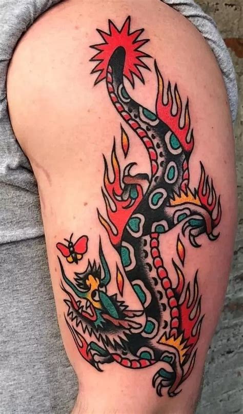 Dragon Tattoo In Traditional American Style