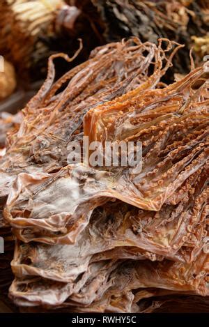 Dried Food Octopus Calamary Dried Foods Octopuses Kalmars Stock