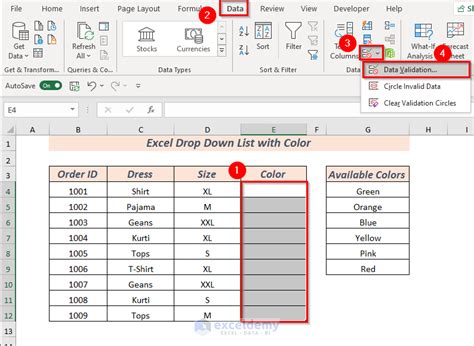 Drop Down List Excel Change Color Free Word Template