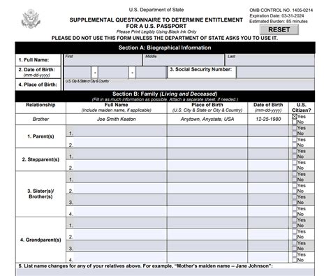 Ds 5513 Supplemental Questionnaire To Determine Identity For A U S Ds 5513 Supplemental Questionnaire To Determine Identity For A U S