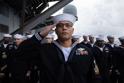 Dvids Images U S Navy Religious Programs Specialist 1St Class Timothy Cambiado From Virginia Beach Virginia Salutes During A Burial At Sea Image 23 Of 33