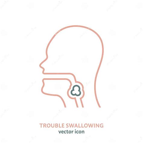 Dysphagia Linear Icon Aphagia Line Pictogram Difficulty In Swallowing