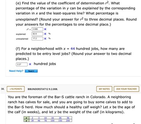 E Find The Value Of The Coefficient Of Determination R2 What Percentage
