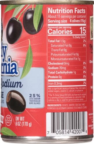 Early California Reduced Salt Large Black Olives 6 Oz Kroger