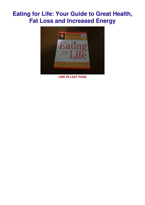 Eating For Life Your Guide To Great Health Fat Loss And Increased Energy Walmart Com Eating For Life Your Guide To Great Health Fat Loss And Increased Energy Walmart Com