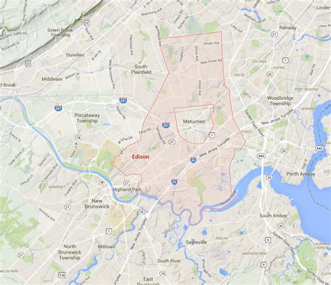 Edison Township New Jersey Map United States