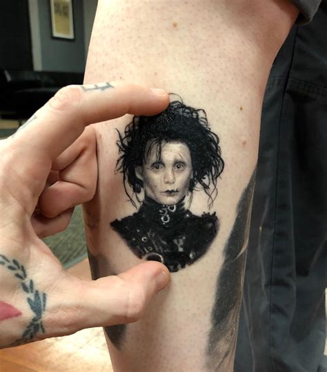 Edward Scissorhands Portrait Tattoo On The Hand