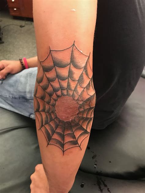 Elbow Spider Web Tattoo